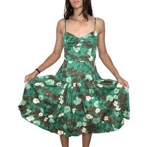 Moulinette Soeurs Floral Babydoll Dress Women Size 2 Cottage‎ Forest Fairy Retro